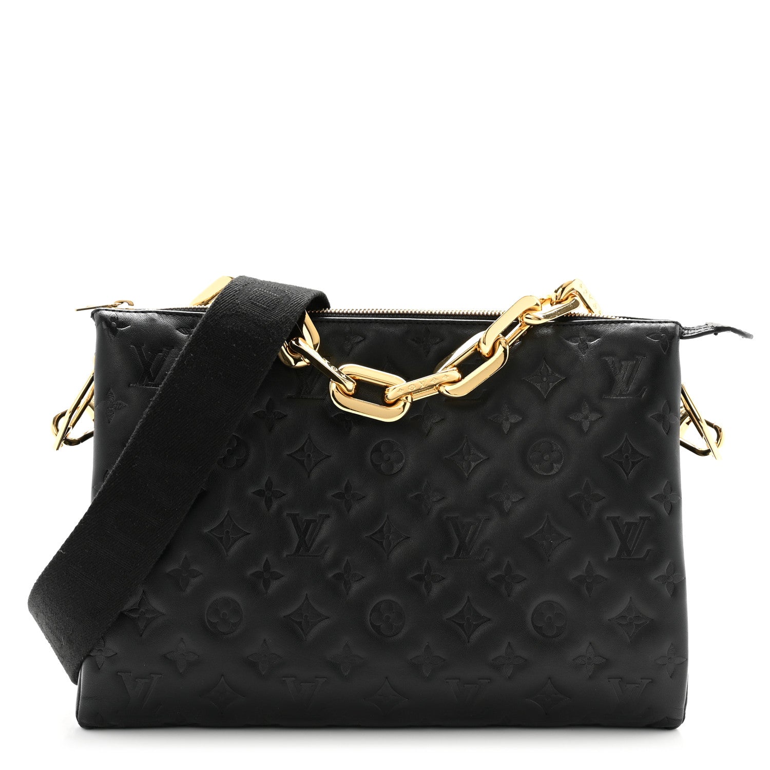 Louis Vuitton Lambskin Embossed Monogram Coussin MM Black 1 of 13