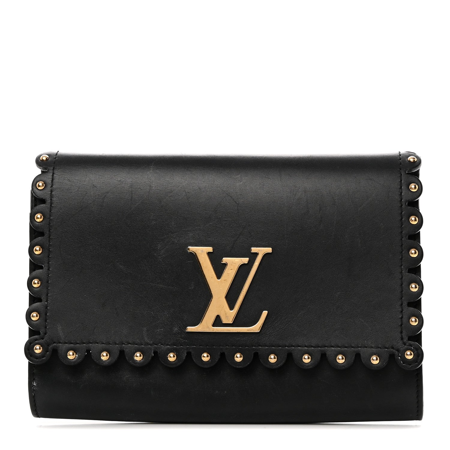 Louis Vuitton Calfskin Studded Chain Louise Black 1 of 13