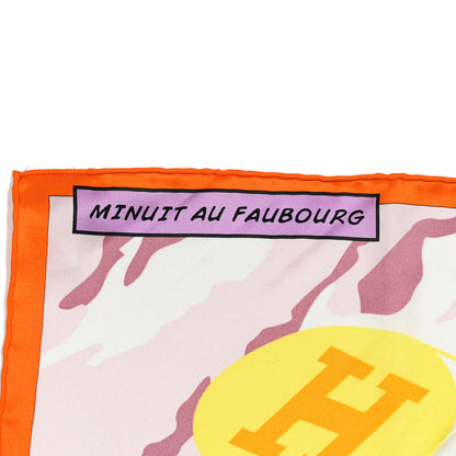 Hermes Silk Minuit Au Faubourg Scarf 70 Orange Gris Jaune 3 of 5