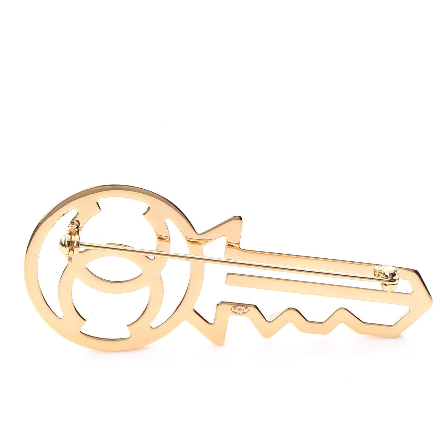 Crystal CC Key Brooch Black Gold