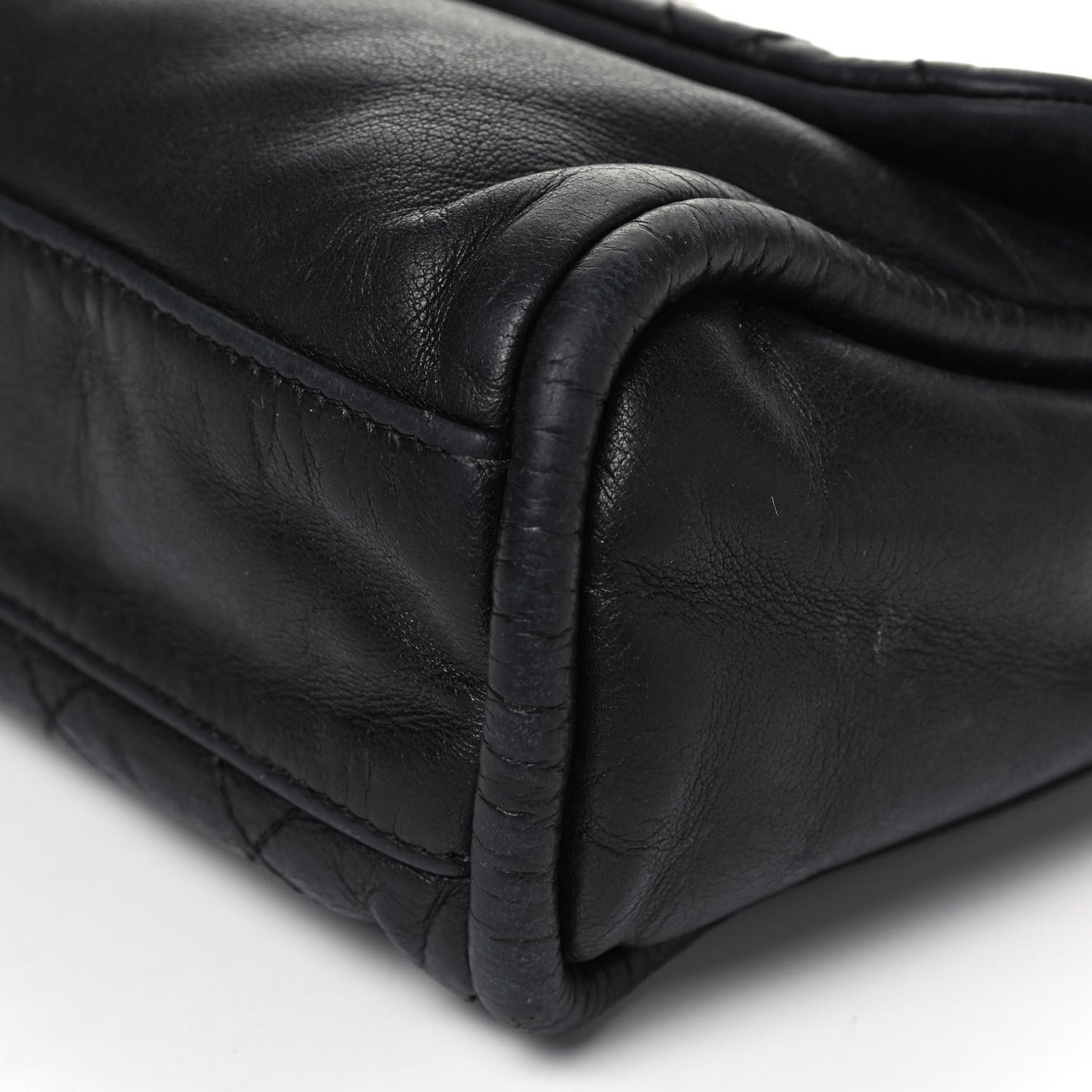 Lambskin Quilted Large Mademoiselle Flap Black