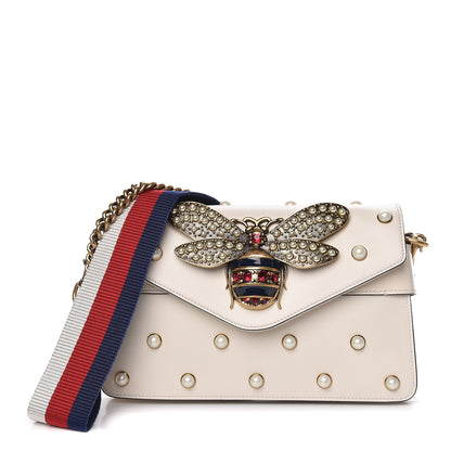 Gucci Nappa Pearl Studded Mini Queen Margaret Broadway Shoulder Bag Mystic White 1 of 11