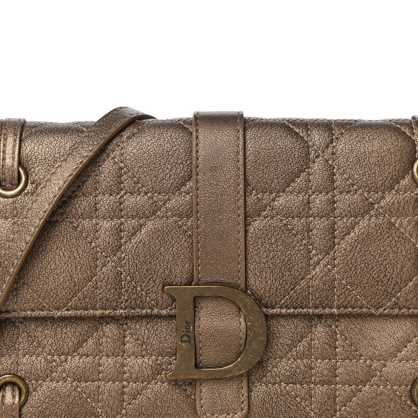 Metallic Grained Calfskin Cannage Crossbody Wallet