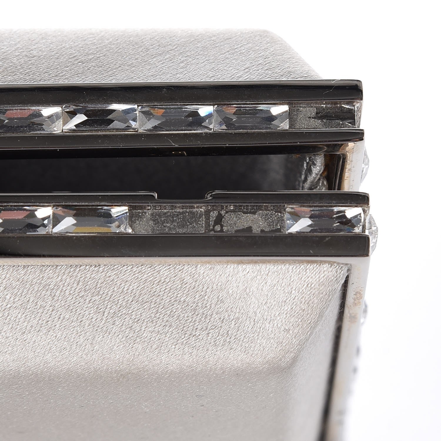 Judith Leiber Satin Crystal Framed Evening Clutch Silver 17 of 19