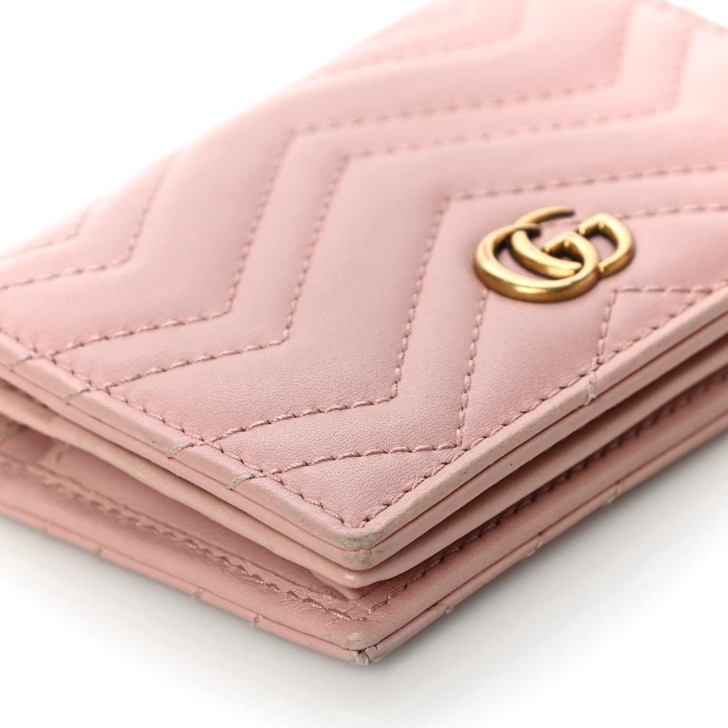 Gucci Calfskin Matelasse GG Marmont Card Case Wallet Perfect Pink 8 of 11