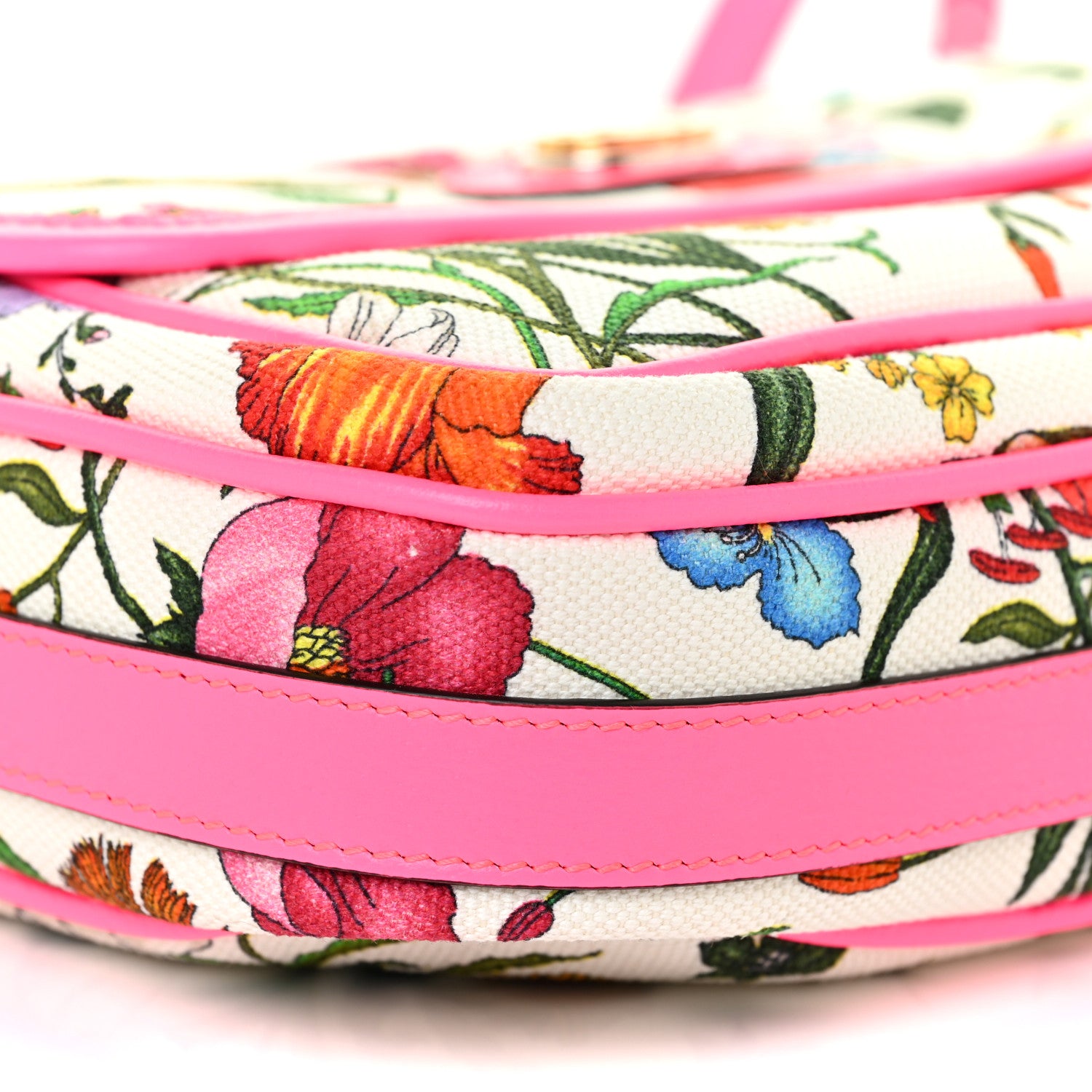 Gucci Canvas Flora Floral Shoulder Bag White Fuchsia Fluo 8 of 9