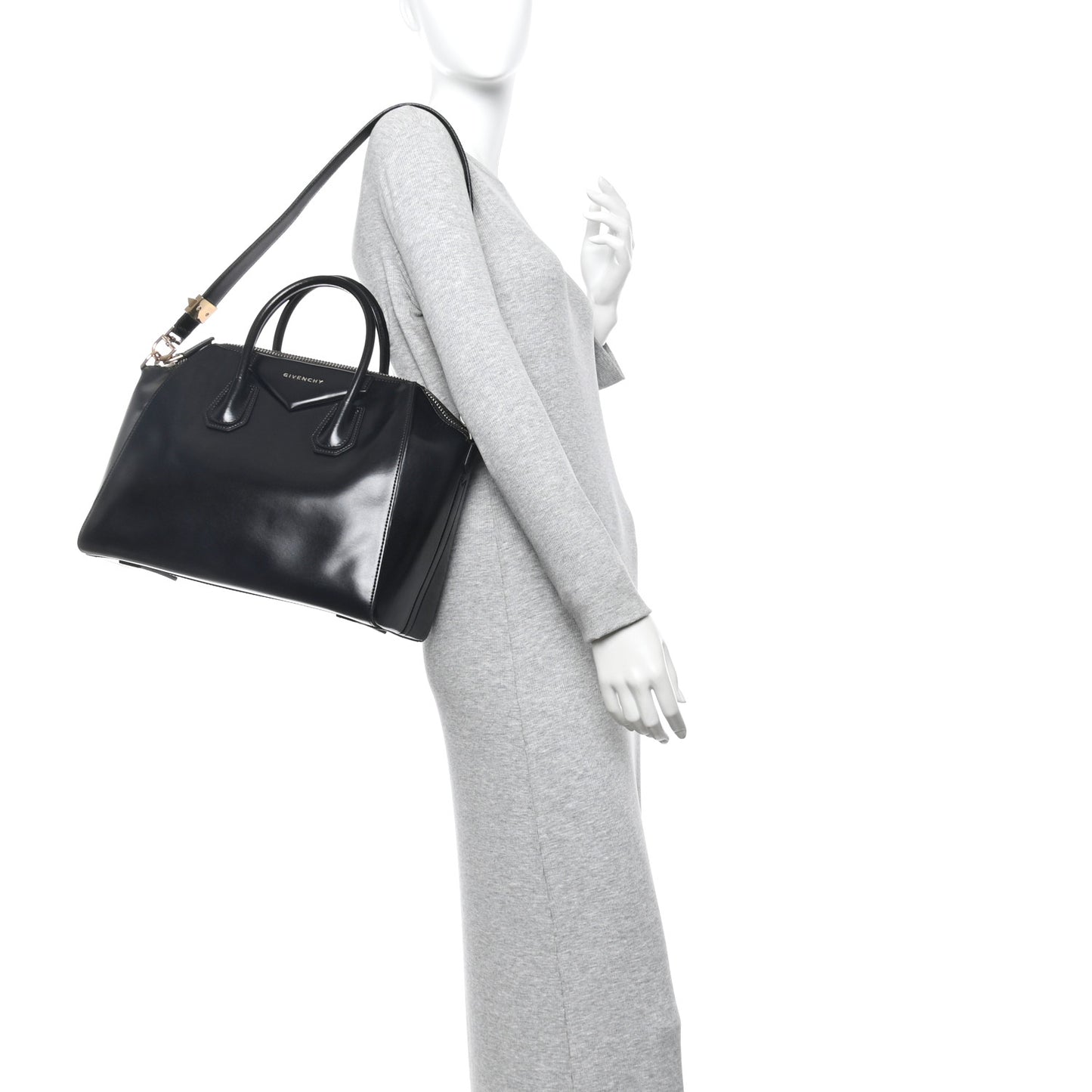 Shiny Lord Calfskin Medium Antigona Black