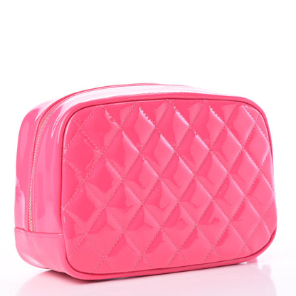 Chanel Patent Quilted Medium Curvy Pouch Cosmetic Case Pink 2 of 9