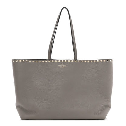 Valentino Garavani Grained Calfskin Rockstud Shoulder Tote Perla 1 of 10