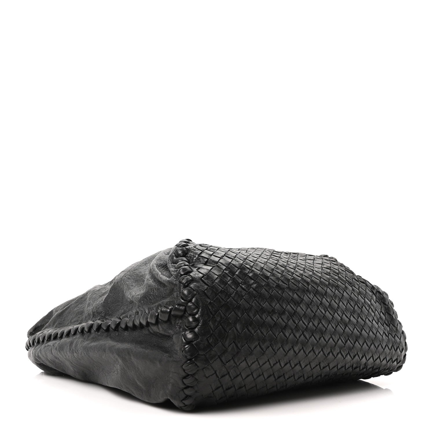 Bottega Veneta Grained Lambskin Intrecciato Large Shoulder Bag Black 4 of 9