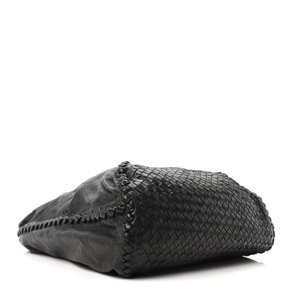 Bottega Veneta Grained Lambskin Intrecciato Large Shoulder Bag Black 4 of 9