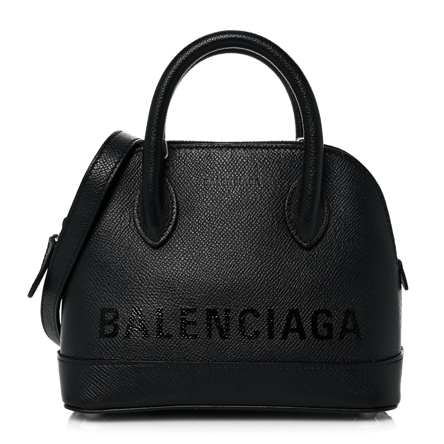 Signature Grained Calfskin Logo XXS Ville Top Handle Bag Black