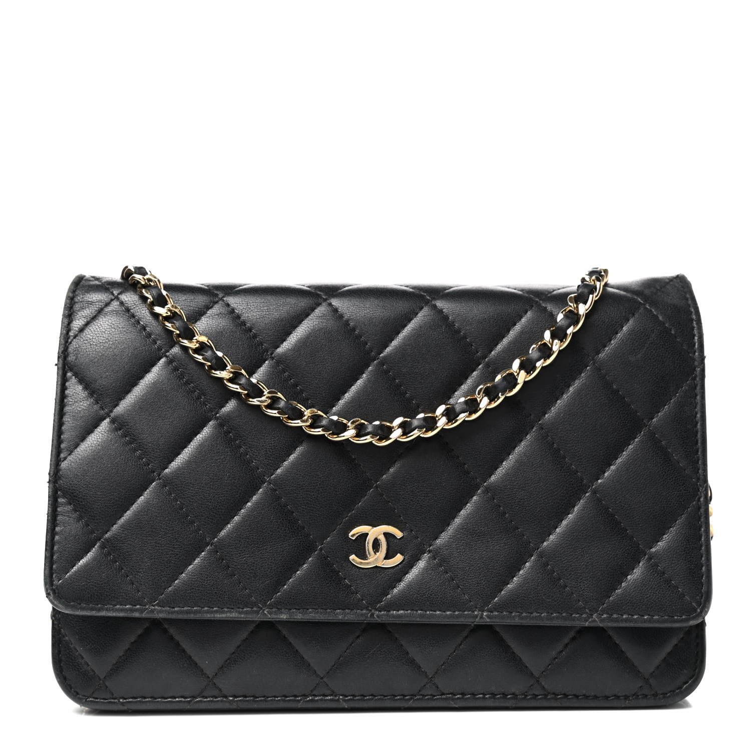 Chanel Lambskin Quilted Wallet On Chain WOC Black 1 of 15