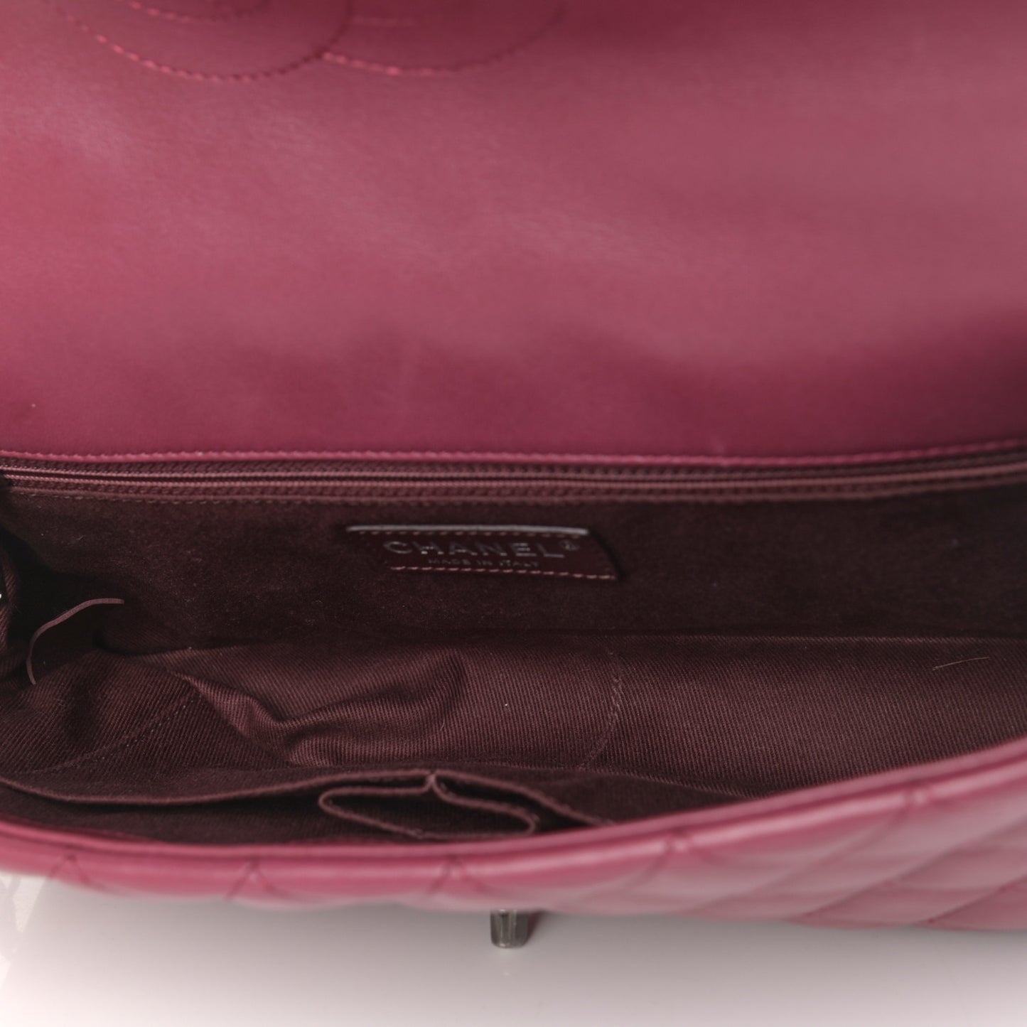 Lambskin Quilted Medium Tri-Color Flap Burgundy Dark Pink