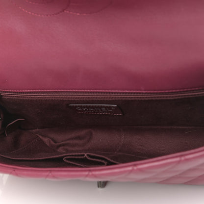 Chanel Lambskin Quilted Medium Tri-Color Flap Burgundy Dark Pink 5 of 10