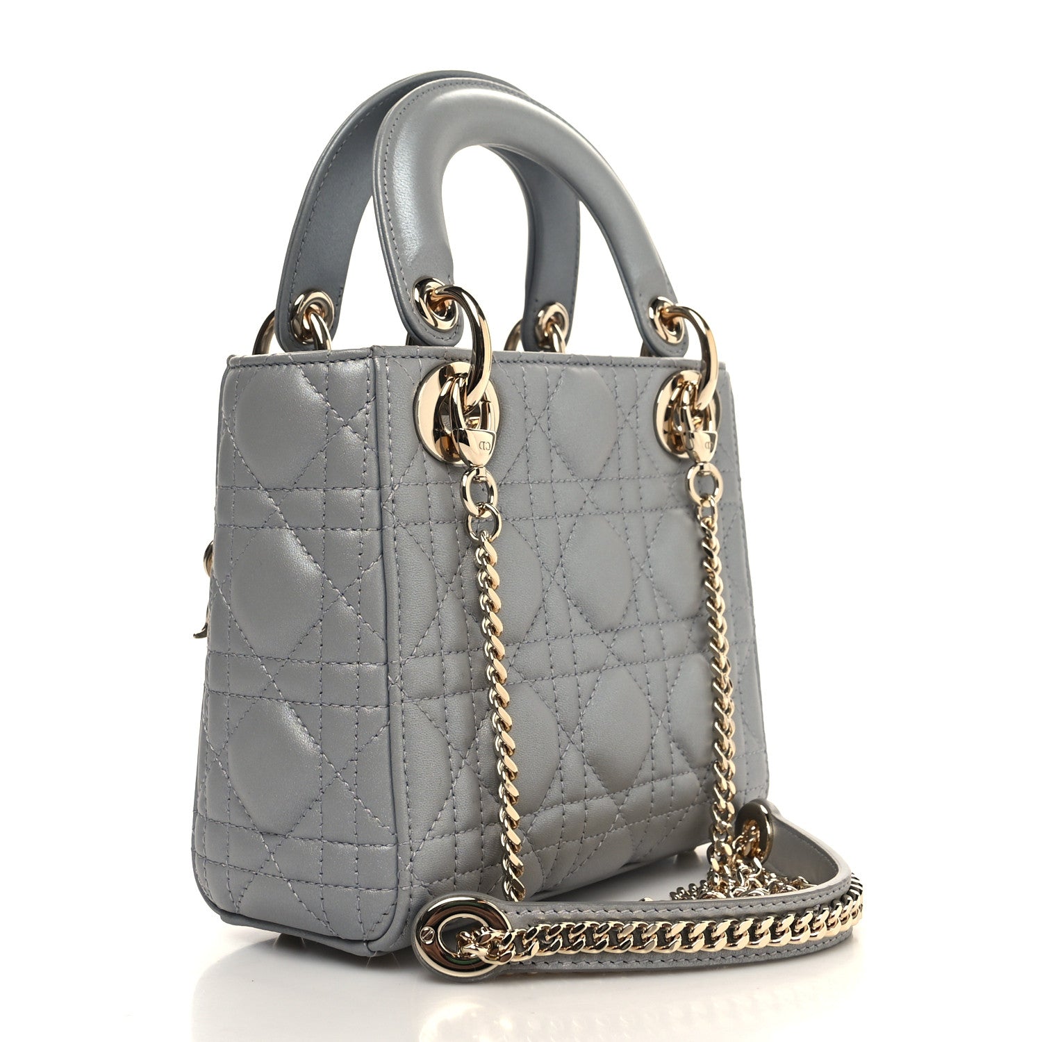 Christian Dior Lambskin Cannage Mini Lady Dior Gray Opaline 3 of 10