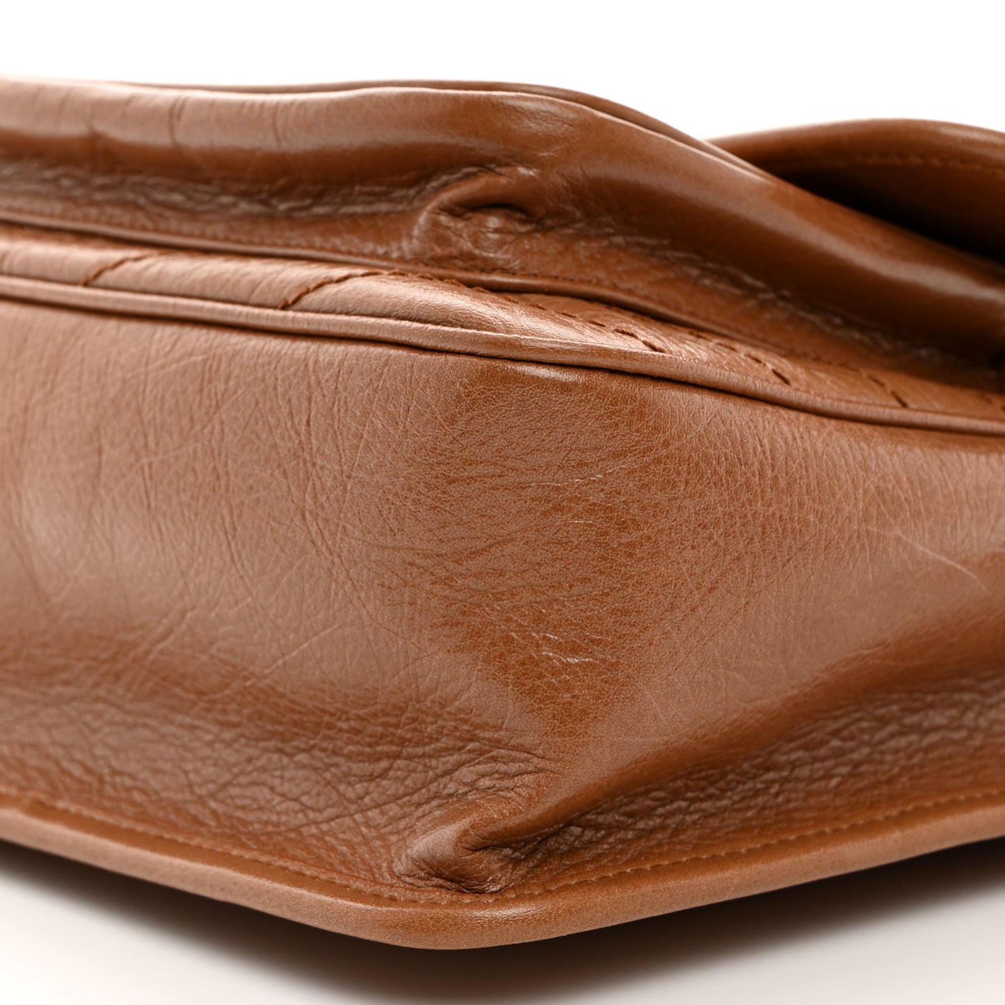 Crinkled Calfskin Matelasse Monogram Medium Niki Chain Satchel Caramel