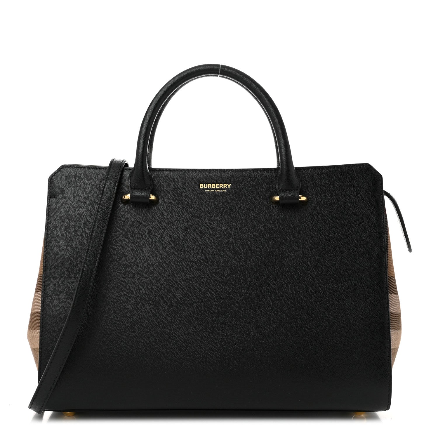 Burberry Calfskin Mega Check Small Banwell Tote Black 1 of 10