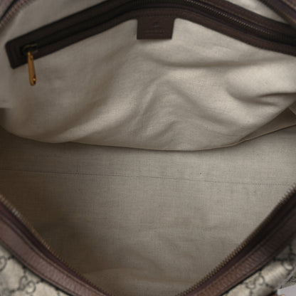 Gucci Soft GG Supreme Monogram Textured Dollar Calfskin Web Large Ophidia Carry-On Duffle Bag Beige Ebony New Acero 5 of 12