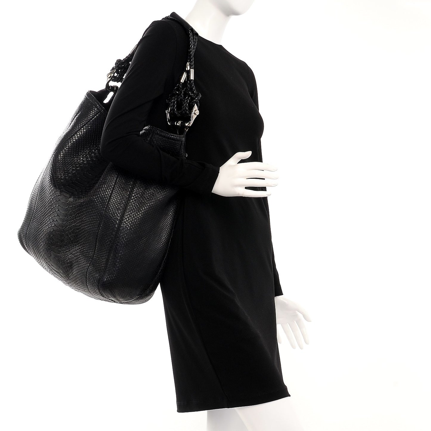 Python Large Techno Horsebit Hobo Black