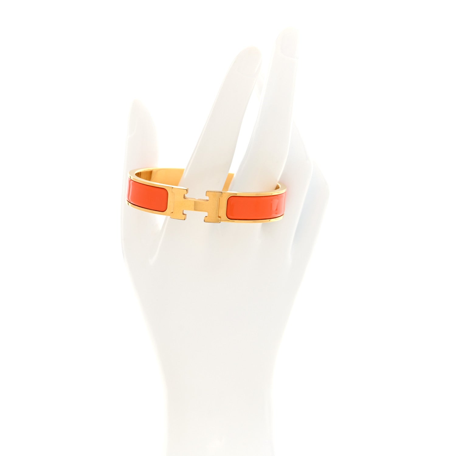Hermes Enamel Narrow Clic Clac H Bracelet PM Orange 1874235