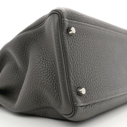 Hermes Taurillon Clemence Kelly Retourne 35 Etain Rouge Casaque 8 of 13