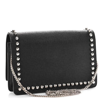 Fendi Vitello Elite Mink Fur Studded Karlito Tube Wallet on Chain Black 3 of 7
