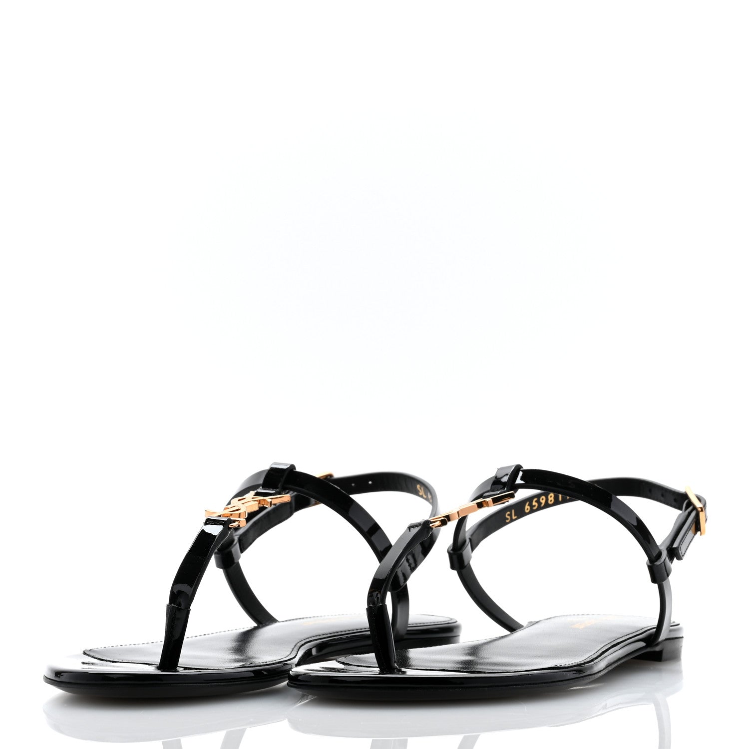 Saint Laurent Patent Calfskin Cassandra Monogram Sandals 35 Black 3 of 9