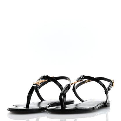 Saint Laurent Patent Calfskin Cassandra Monogram Sandals 35 Black 3 of 9