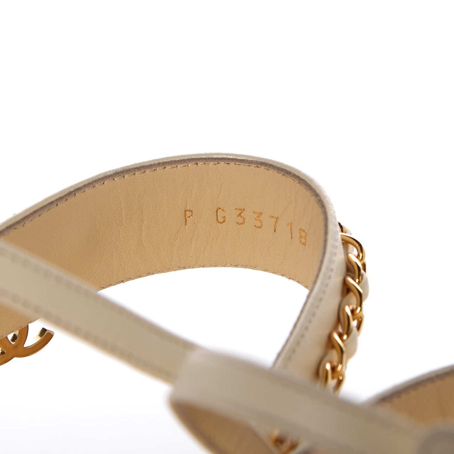 Lambskin CC Chain Sandals 38 Ivory