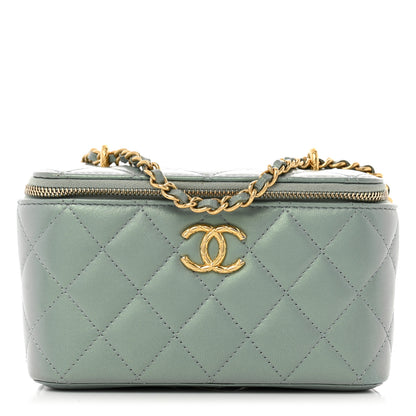 Chanel Metallic Lambskin Quilted Small CC Dynasty Vanity Case With Chain Grey 1 of 12