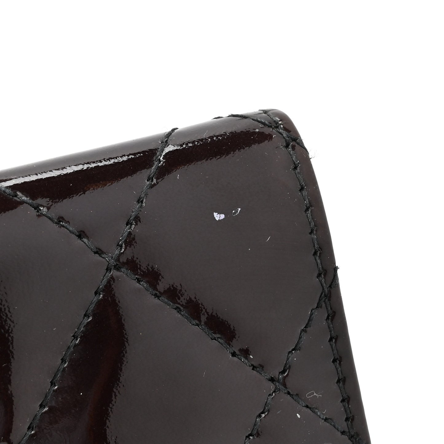 Patent Quilted Brilliant Compact Wallet Black