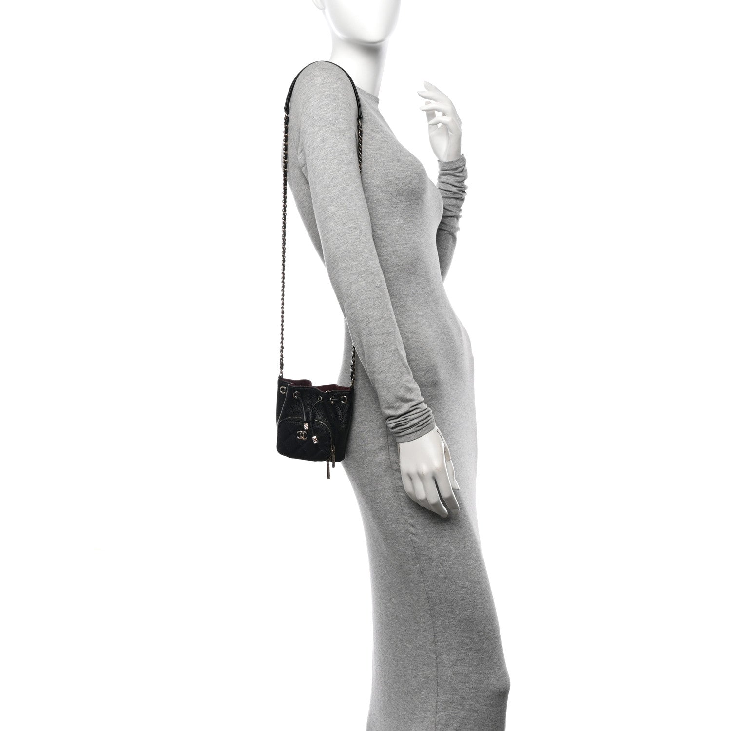 Chanel Caviar Quilted Mini CC Pocket Bucket Bag Black 2 of 10