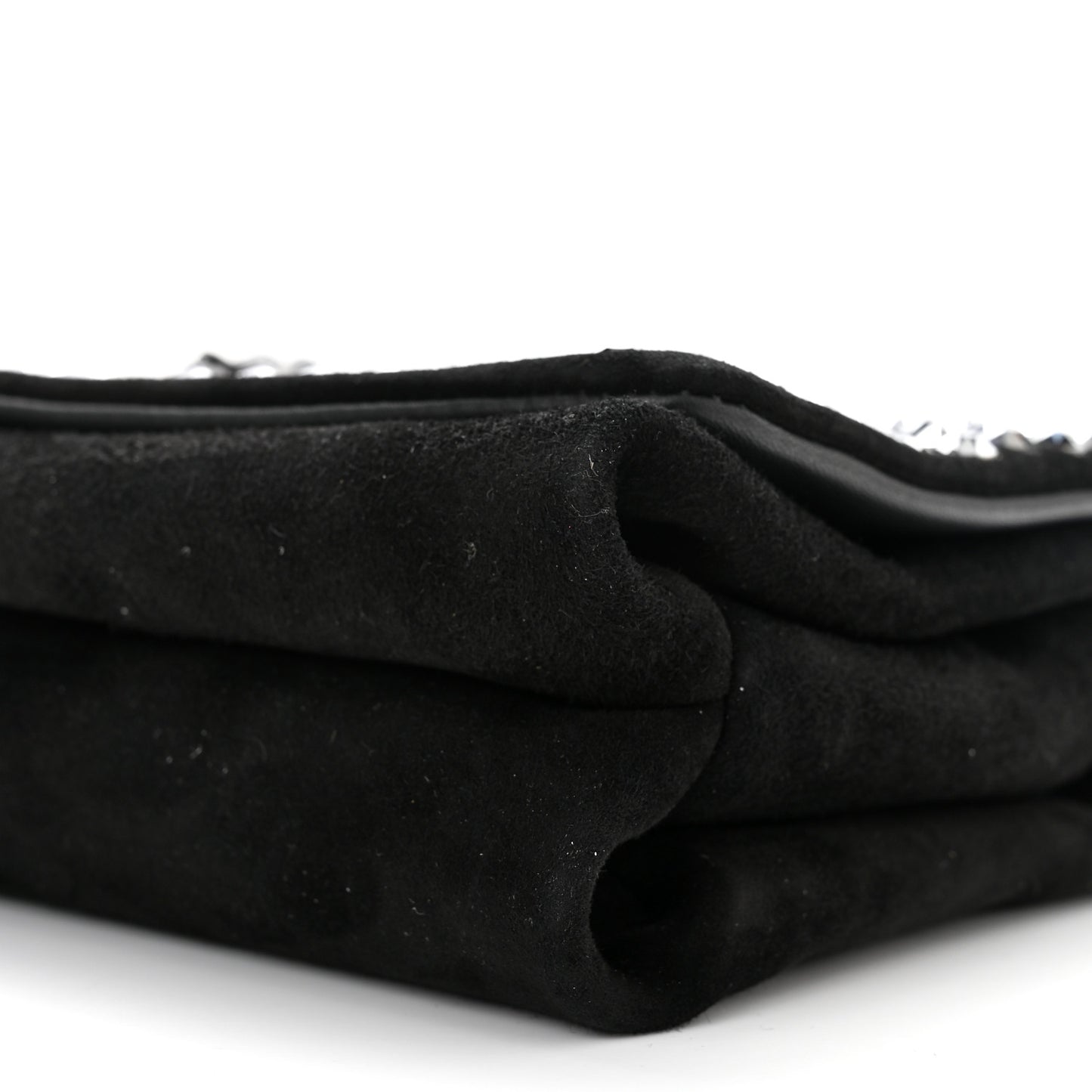 Suede Crystal Medusa Sultan Evening Bag Black