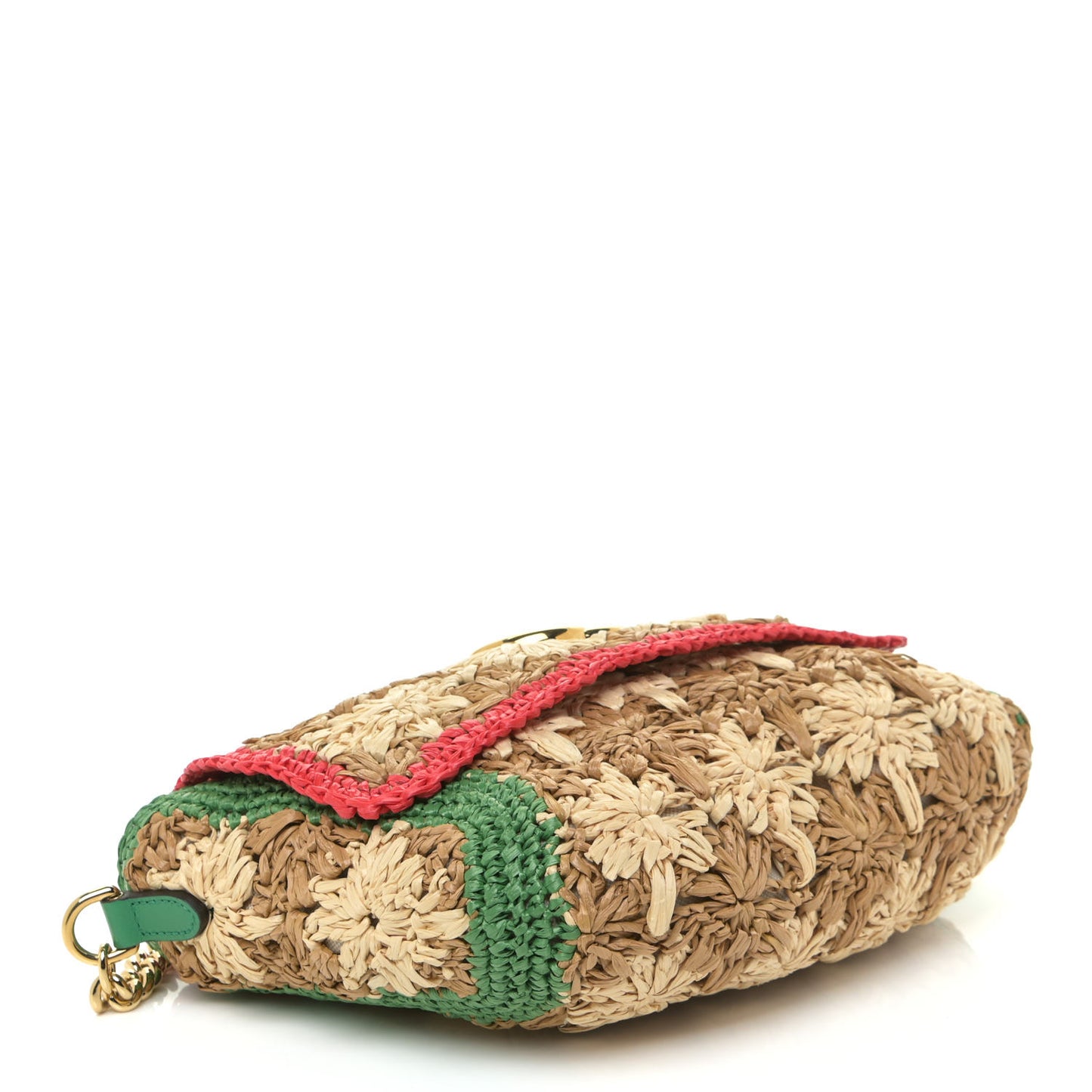 Raffia Azalea Calfskin Crochet Flower Small GG Marmont Shoulder Bag Natural Ecru Green Red New Shamarock