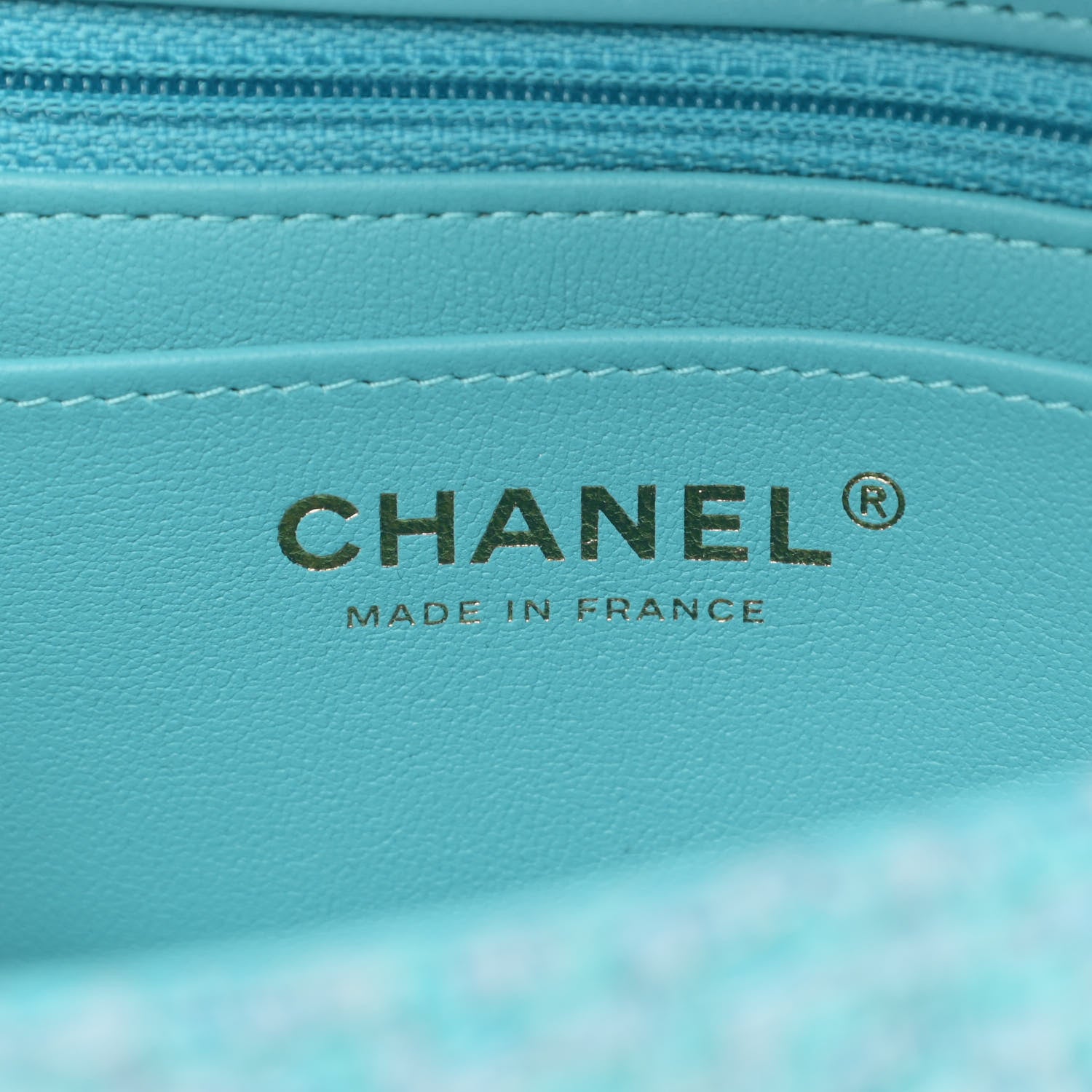Chanel Wool Tweed Quilted Mini Rectangular Flap Turquoise Light Blue 5 of 10