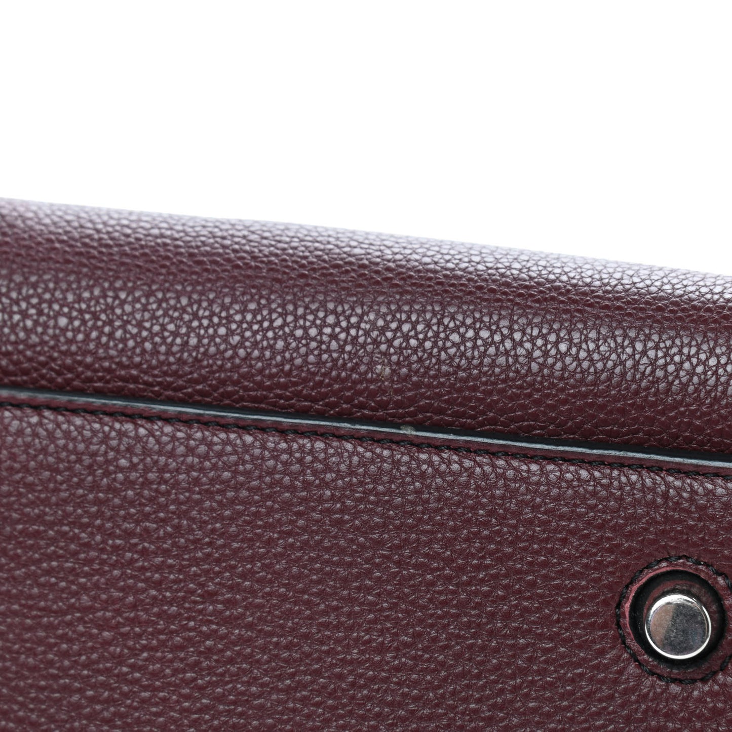Drummed Calfskin Medium Edge Shoulder Bag Wine