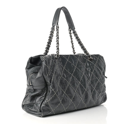 Chanel Glazed Goatskin Double Contrast Stitch Large Tote Grey 3 of 19