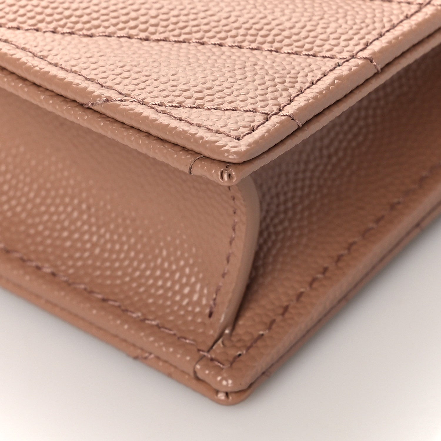 Saint Laurent Grain De Poudre Matelasse Chevron Cassandre Envelope Chain Wallet Vintage Peach 7 of 7