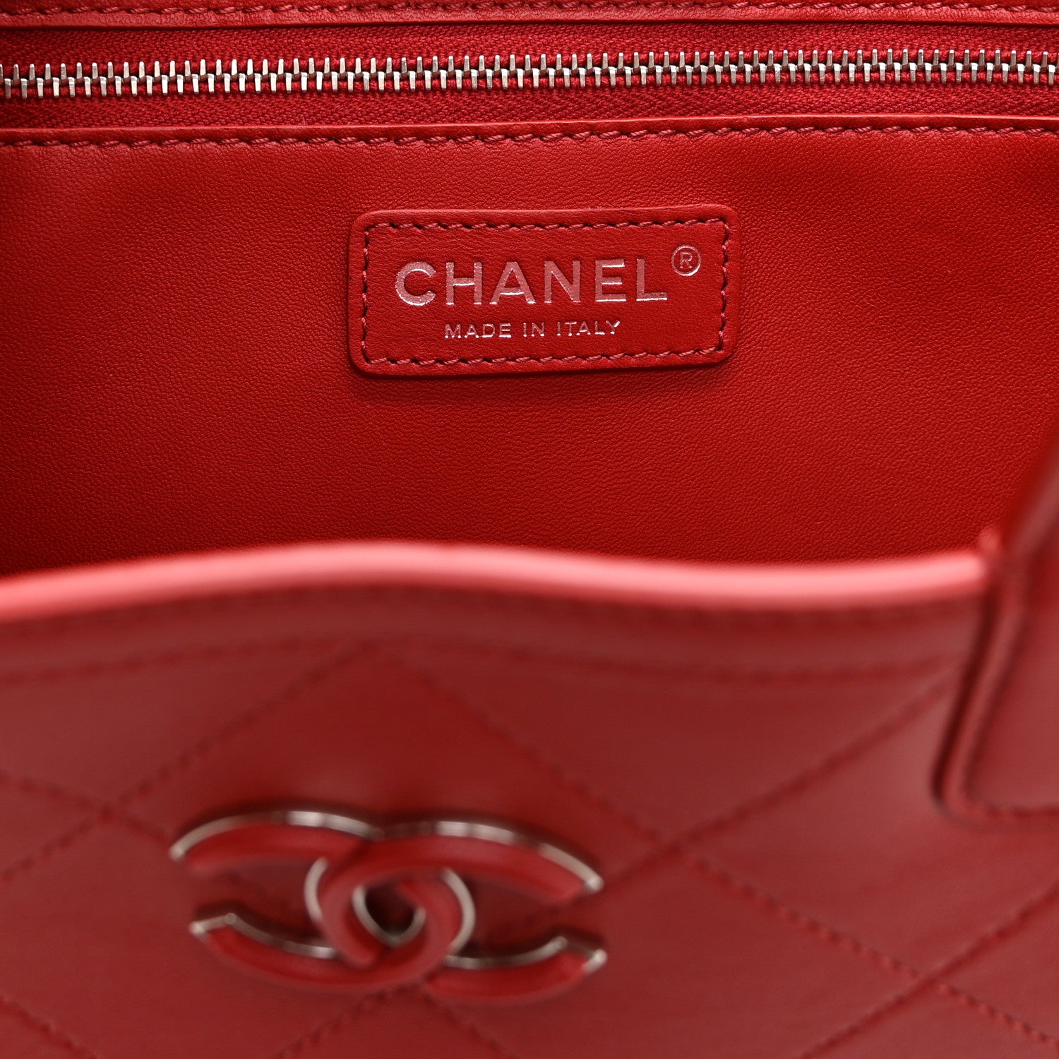 Chanel Bullskin Stitched Medium Shopping Bag  Red 6 of 10