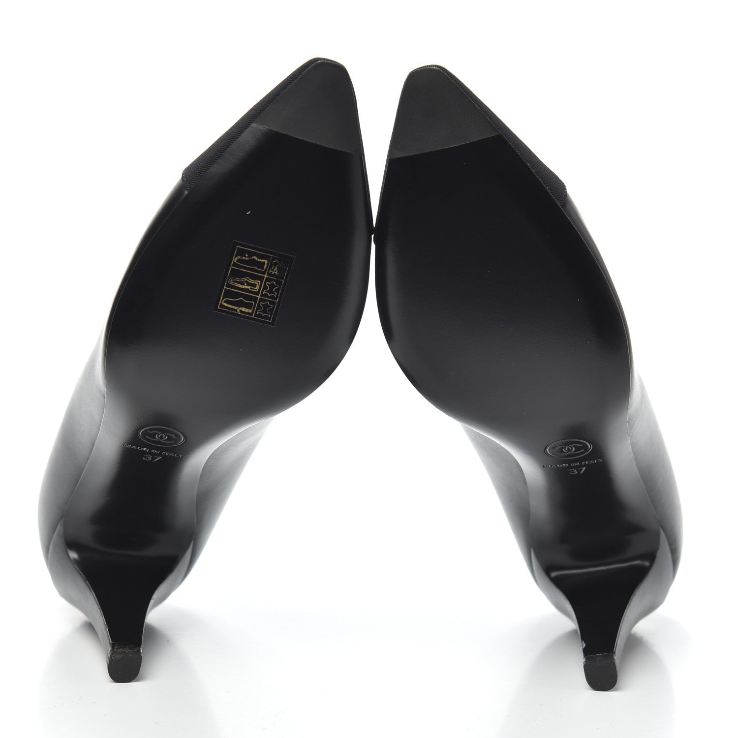 Chanel Iridescent Calfskin Grosgrain Cap Toe Pumps 37 Black 7 of 7