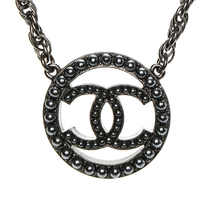 Chanel Ruthenium Pearl CC Short Necklace Dark Grey 4 of 5