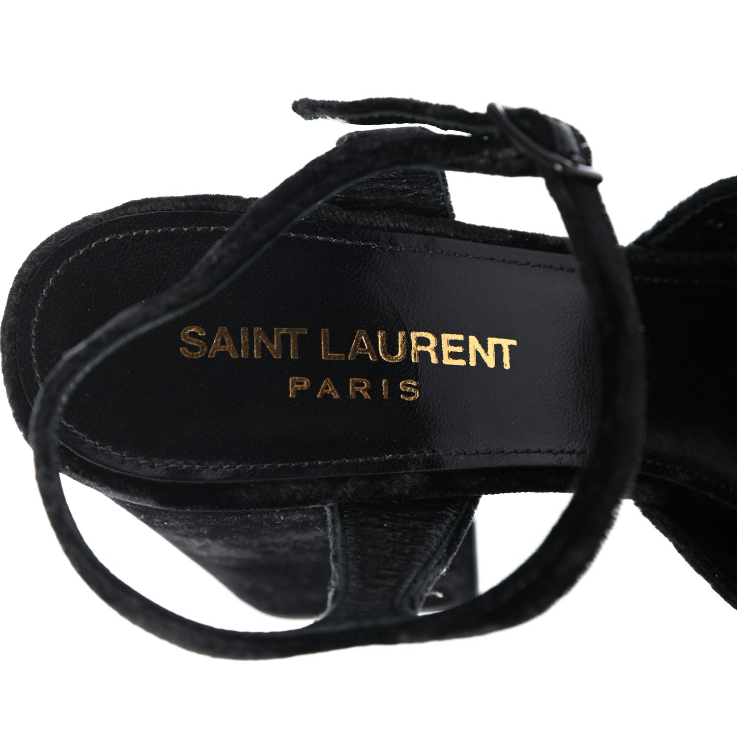 Saint Laurent Crushed Velvet Farrah Platform Sandals 36.5 Black 7 of 11