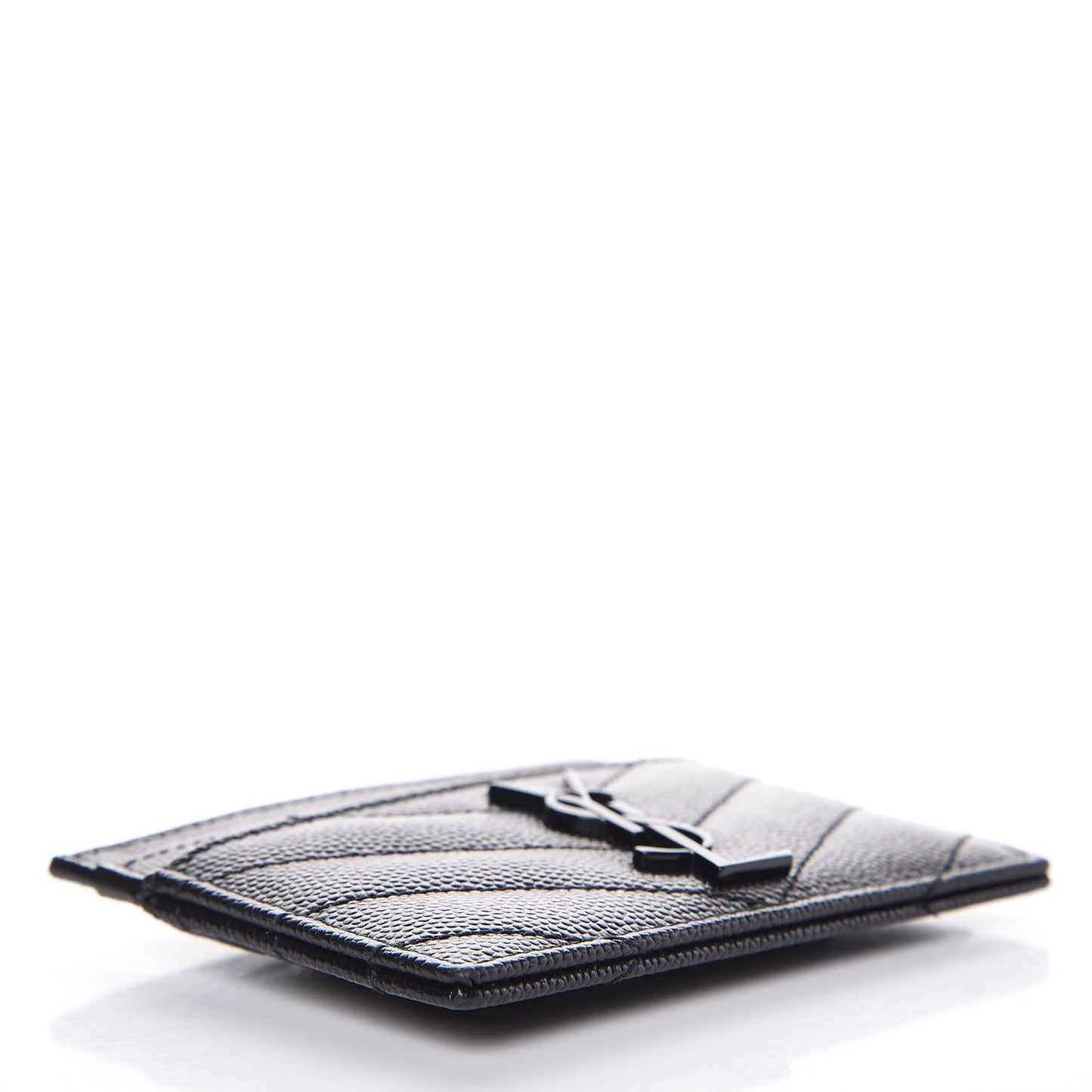 Grain De Poudre Matelasse Chevron Monogram Credit Card Case Black