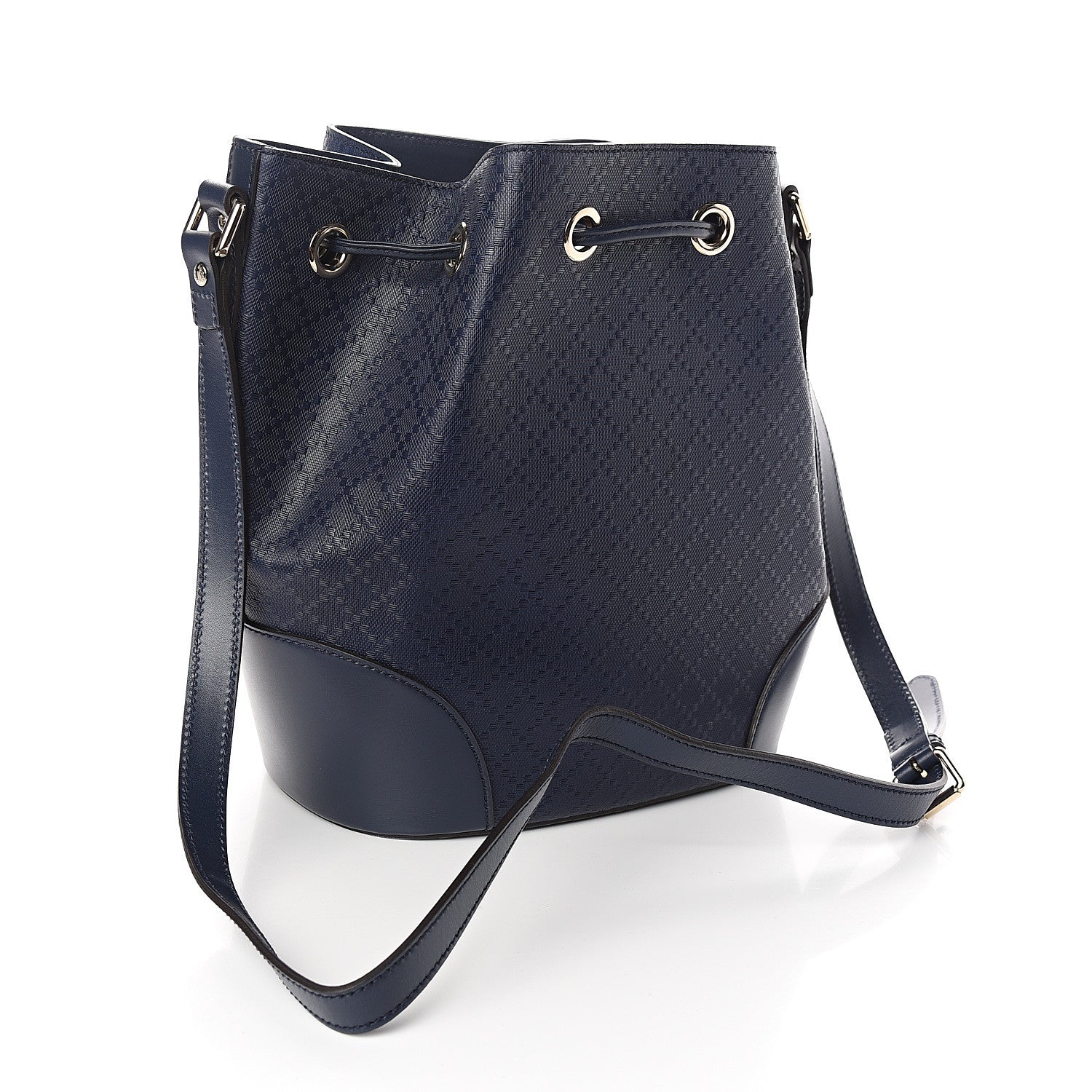 Gucci Hilary Lux Bright Diamante Medium Bucket Bag Classic Marine 2 of 9