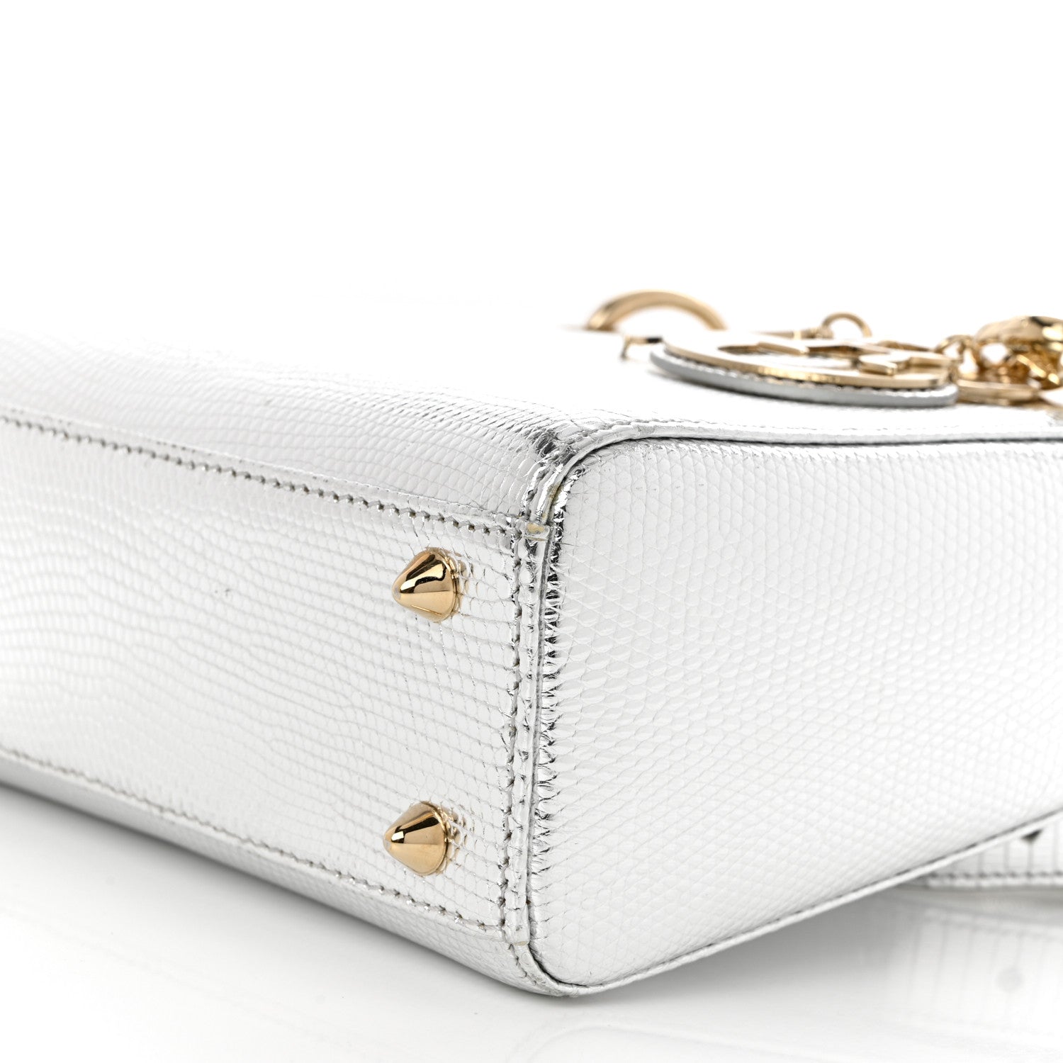 Christian Dior Metallic Lizard Mini Lady Dior Silver 9 of 10