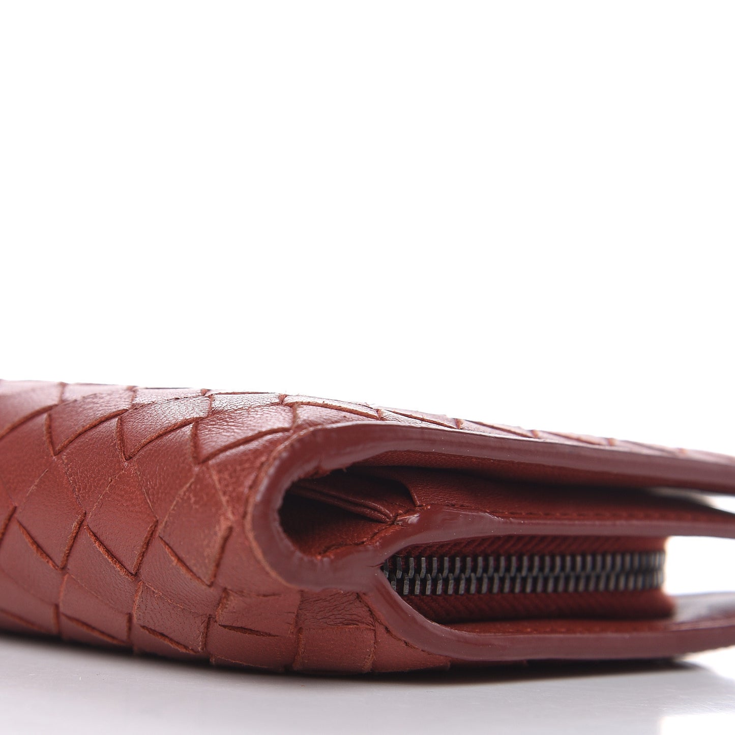 Nappa Intrecciato Continental Snap Wallet Brique