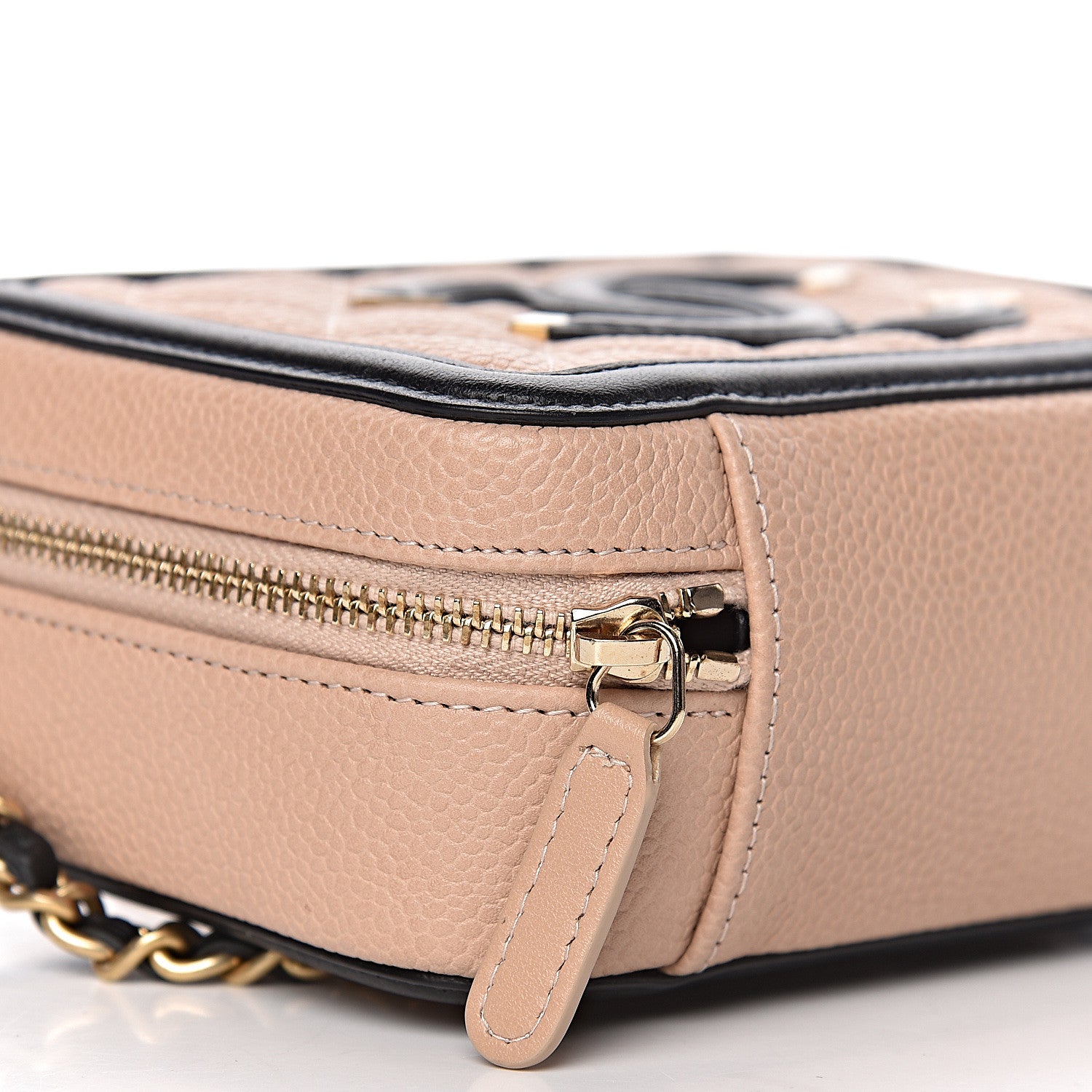 Chanel Caviar Quilted CC Filigree Vanity Clutch With Chain Beige Black 9 of 11