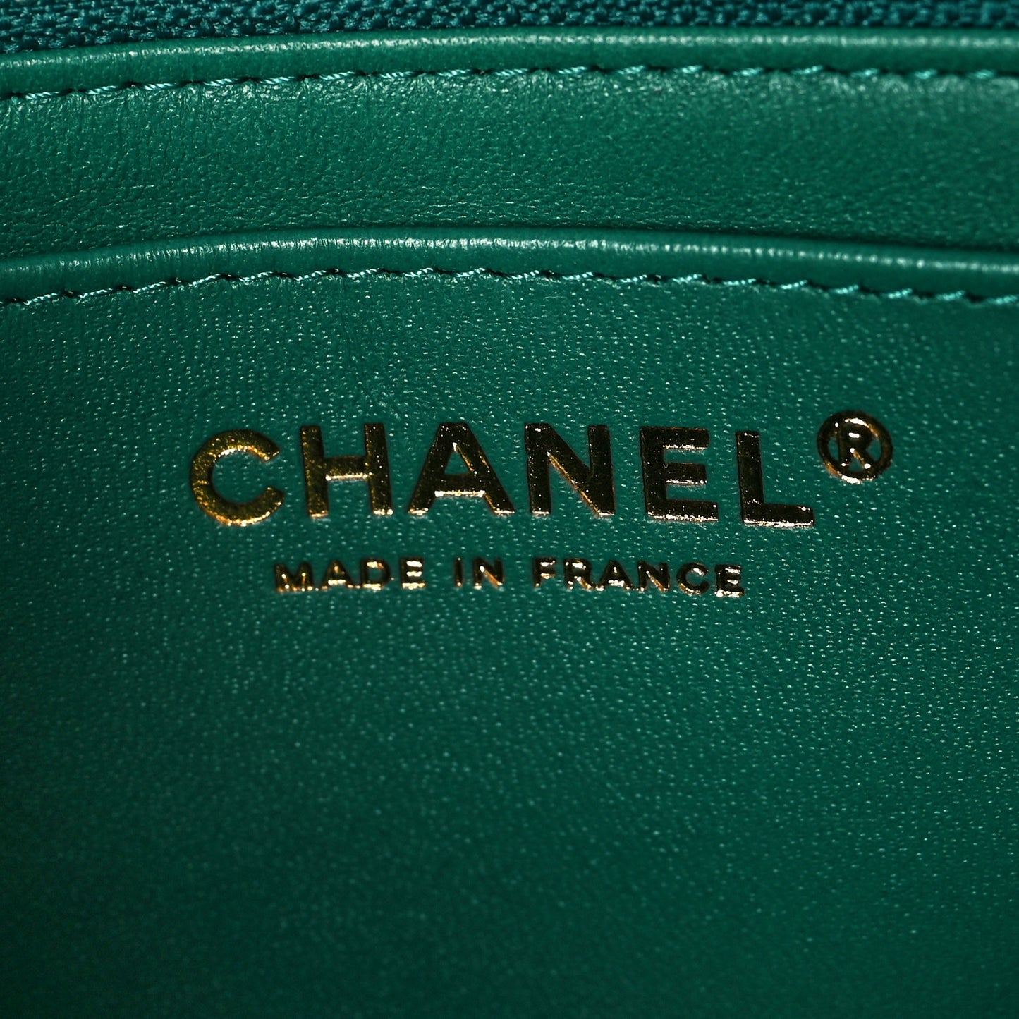 Iridescent Calfskin Quilted Mini Rectangular Flap Green