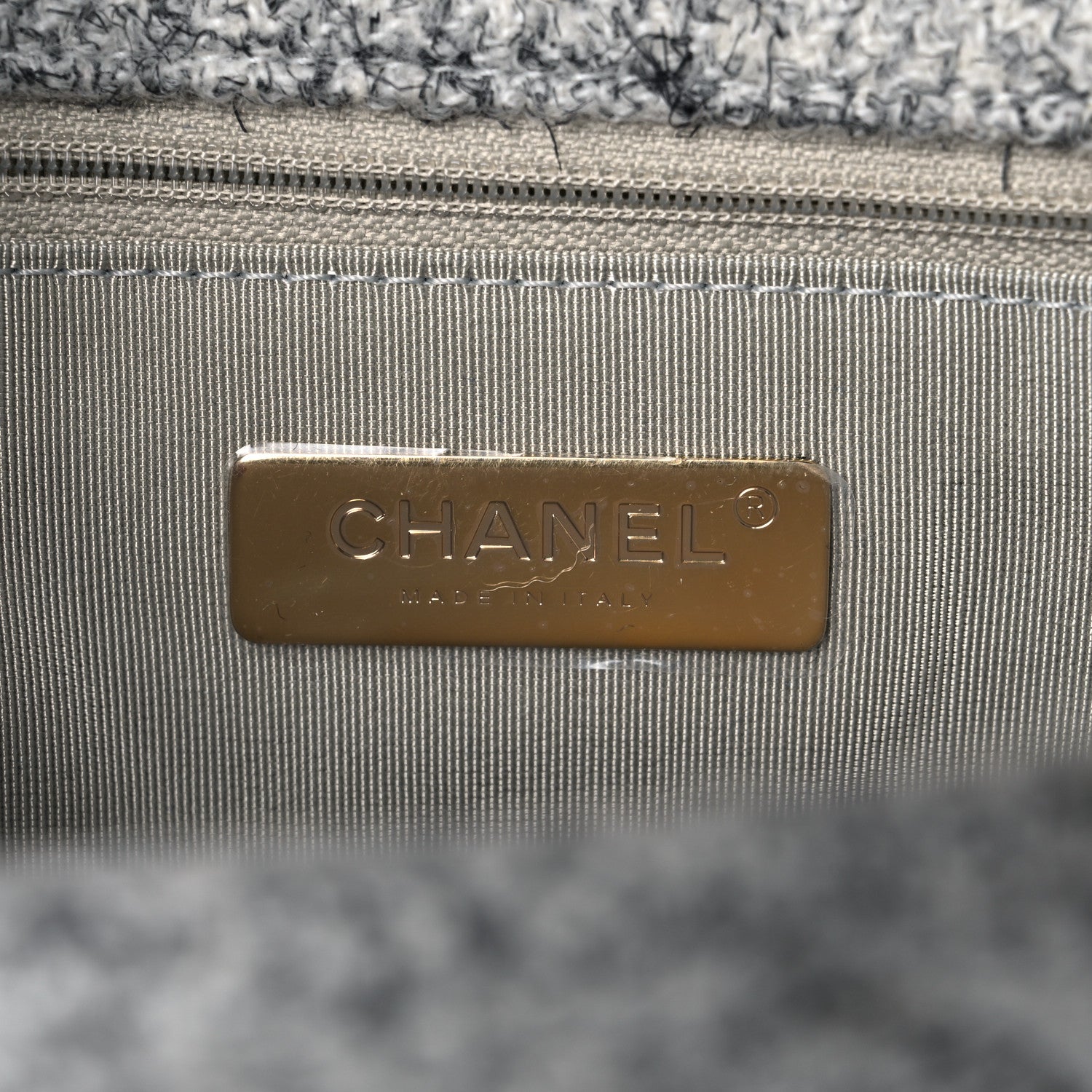 Chanel Tweed Quilted Medium Chanel 19 Flap Grey Ecru 6 of 11